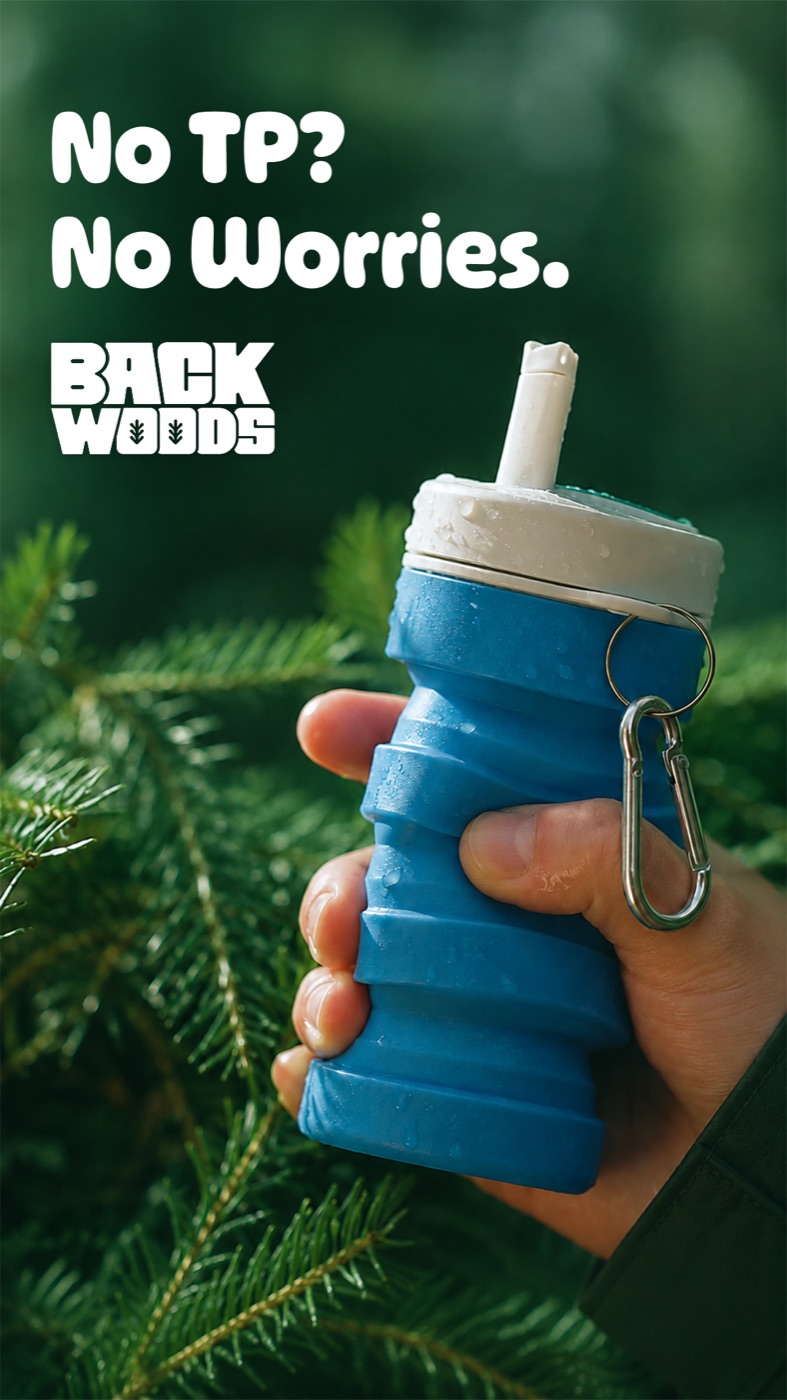 Backwoods travel bidet No TP No Worries story static ad