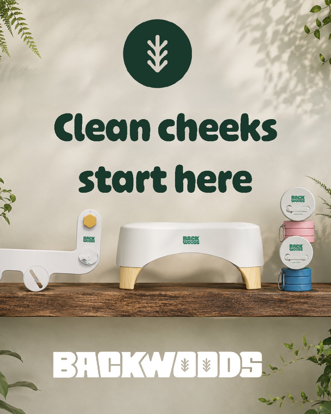 Backwoods bidet suite of products Cleen Cheeks Start Here feed static ad