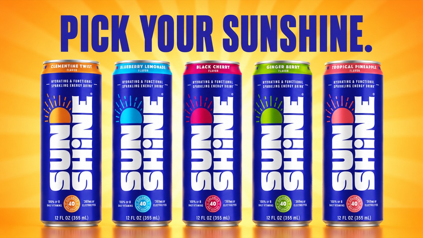 Sunshine sparkling energy drink horizontal banner static ad